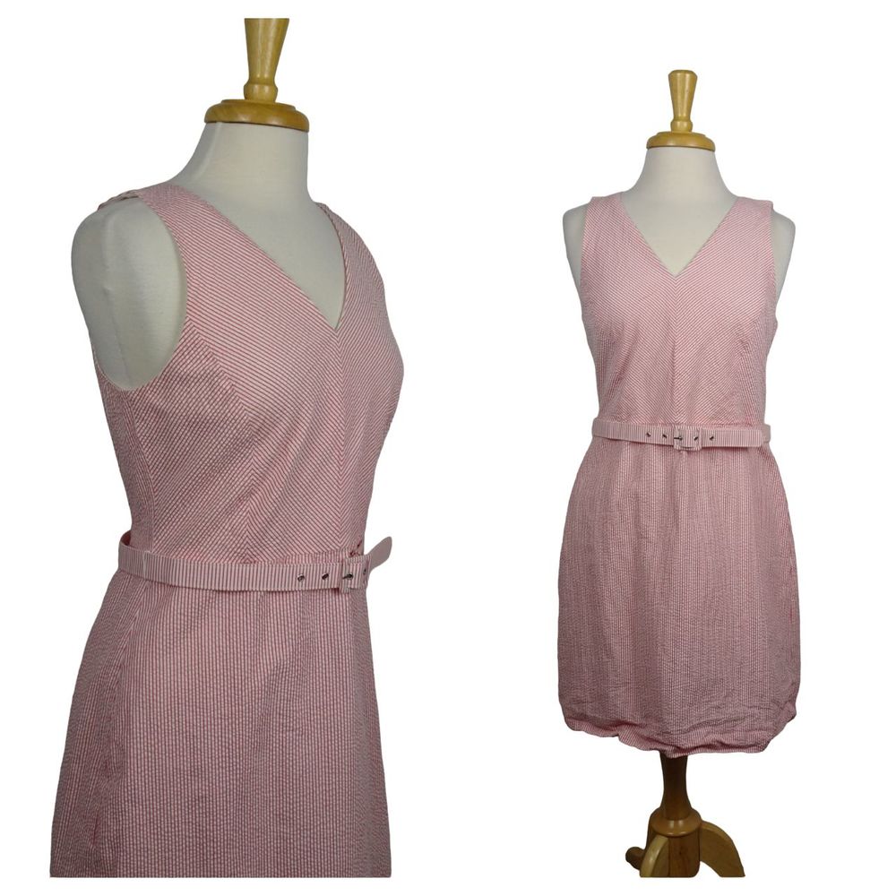 J. Crew Pink Sleeveless Belted Dress